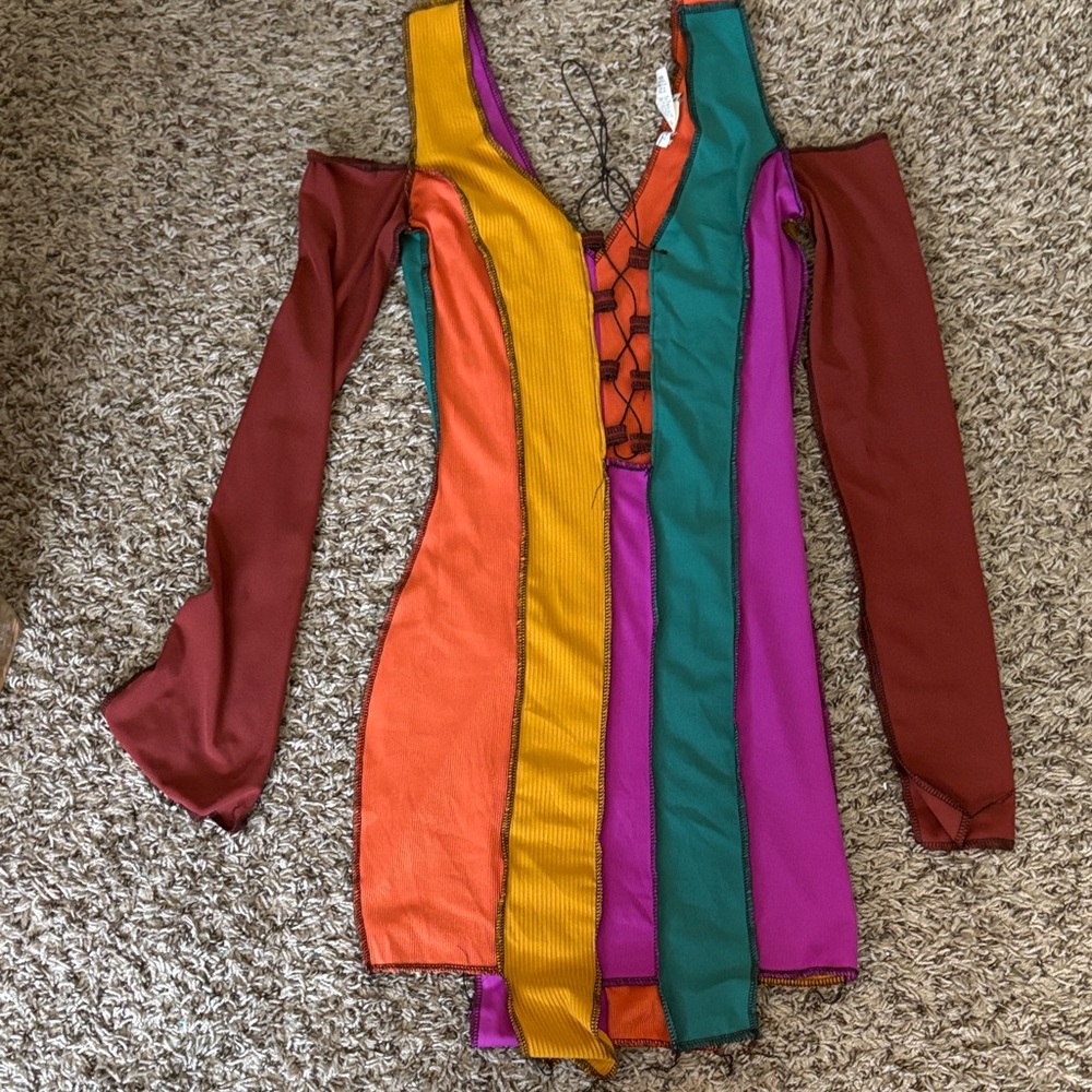 Fashion Nova Colorful Long Sleeve Dress